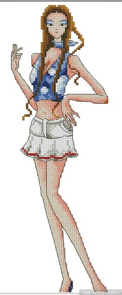Дамы, девушки крестиком — Схемы вышивки крестом: фото узоров
