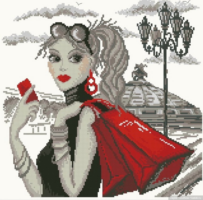 И ещё девушки и дамы — Схемы вышивки крестом: фото узоров