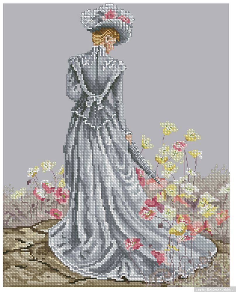 И ещё девушки и дамы — Схемы вышивки крестом: фото узоров
