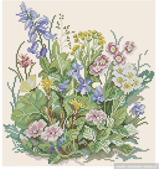 И снова цветы — Схемы вышивки крестом: фото узоров