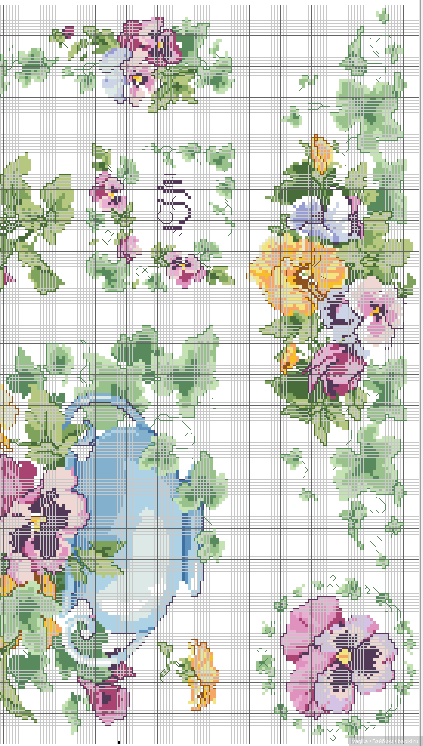 И снова цветы — Схемы вышивки крестом: фото узоров