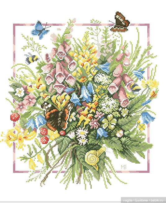 И снова цветы — Схемы вышивки крестом: фото узоров
