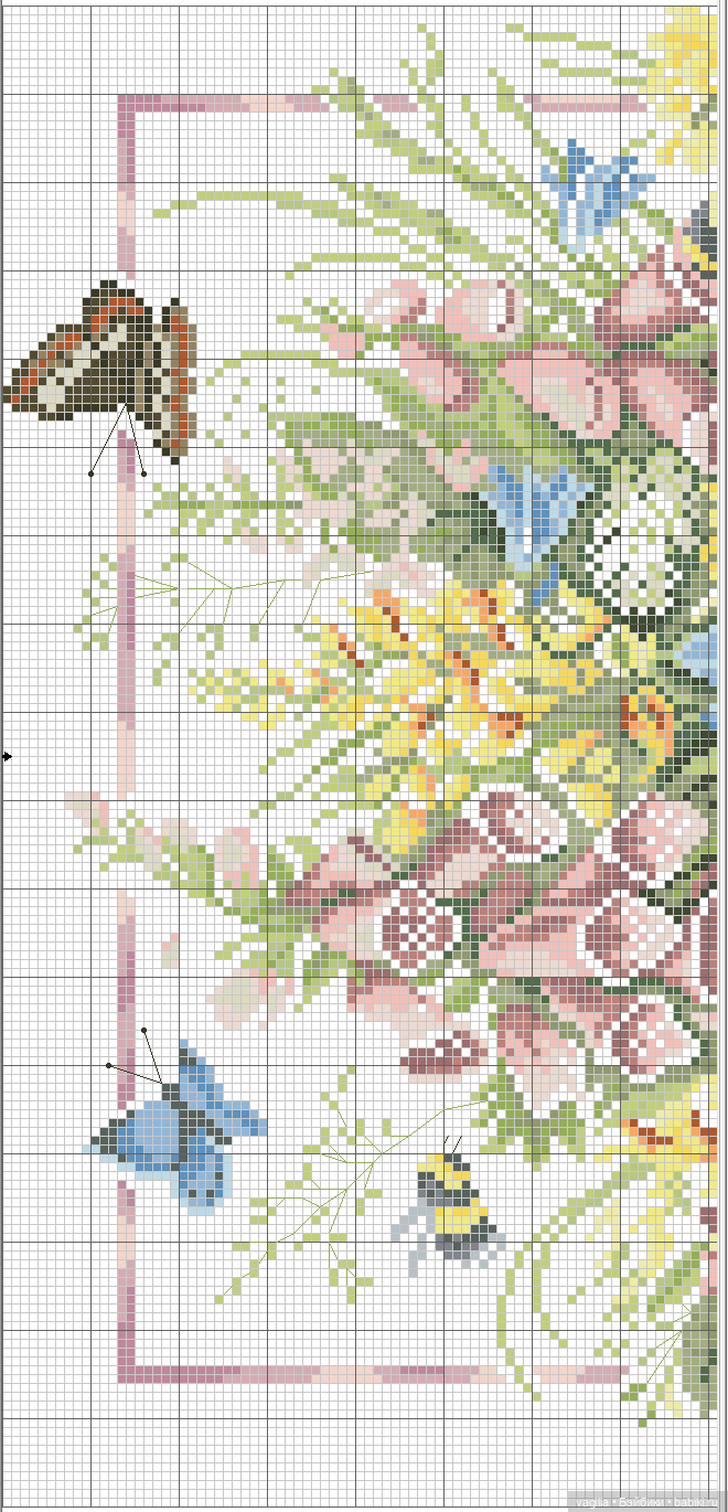 И снова цветы — Схемы вышивки крестом: фото узоров