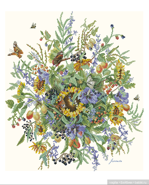 И снова цветы — Схемы вышивки крестом: фото узоров