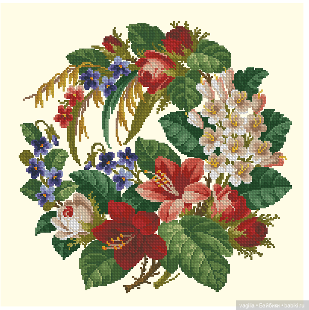 И снова цветы — Схемы вышивки крестом: фото узоров