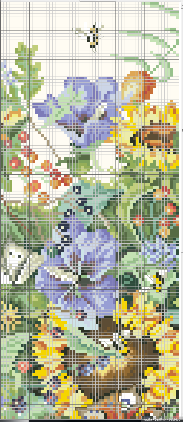 И снова цветы — Схемы вышивки крестом: фото узоров