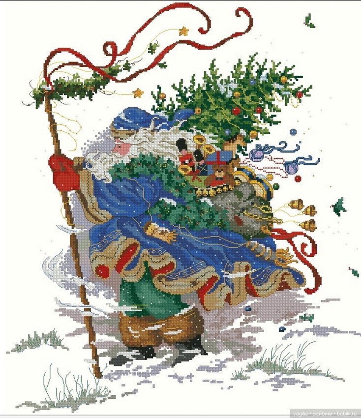 Дед Мороз крестиком — Схемы вышивки крестом: фото узоров