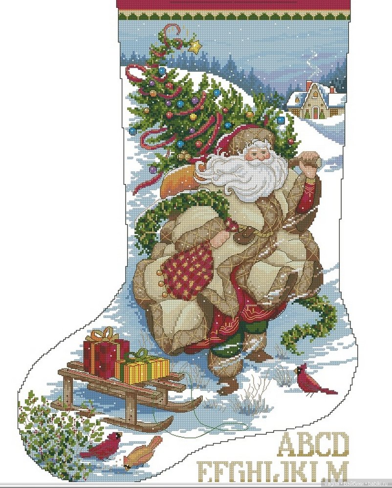 Дед Мороз крестиком — Схемы вышивки крестом: фото узоров