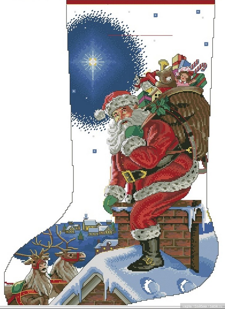 Дед Мороз крестиком — Схемы вышивки крестом: фото узоров