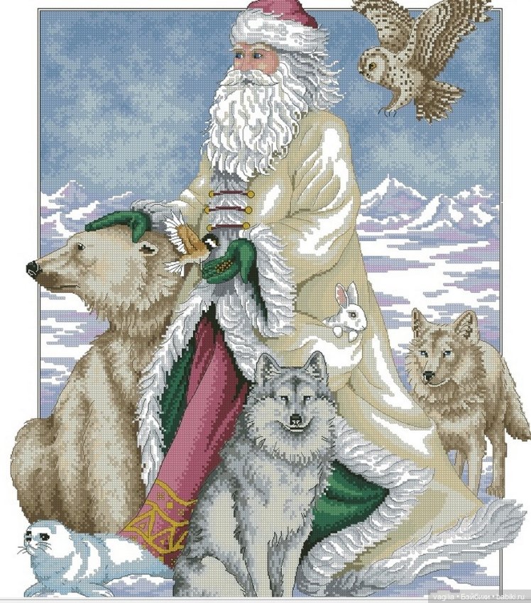 Дед Мороз крестиком — Схемы вышивки крестом: фото узоров