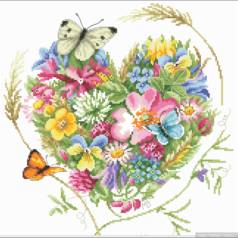 Сердечки — Схемы вышивки крестом: фото узоров