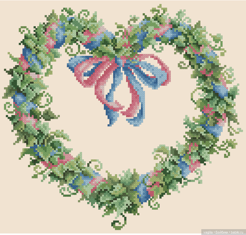 Сердечки — Схемы вышивки крестом: фото узоров