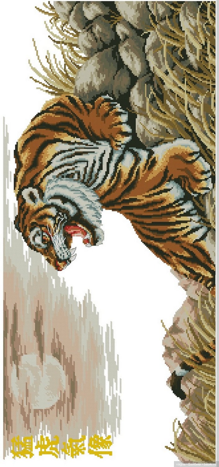 Год тигра подкрадывается на мягких лапах. Вышивка
