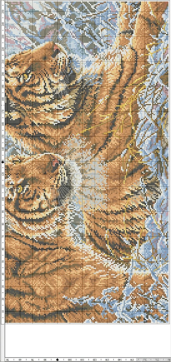 Год тигра подкрадывается на мягких лапах. Вышивка