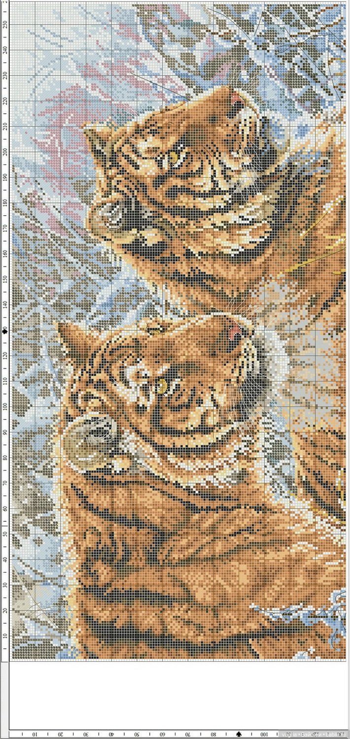 Год тигра подкрадывается на мягких лапах. Вышивка