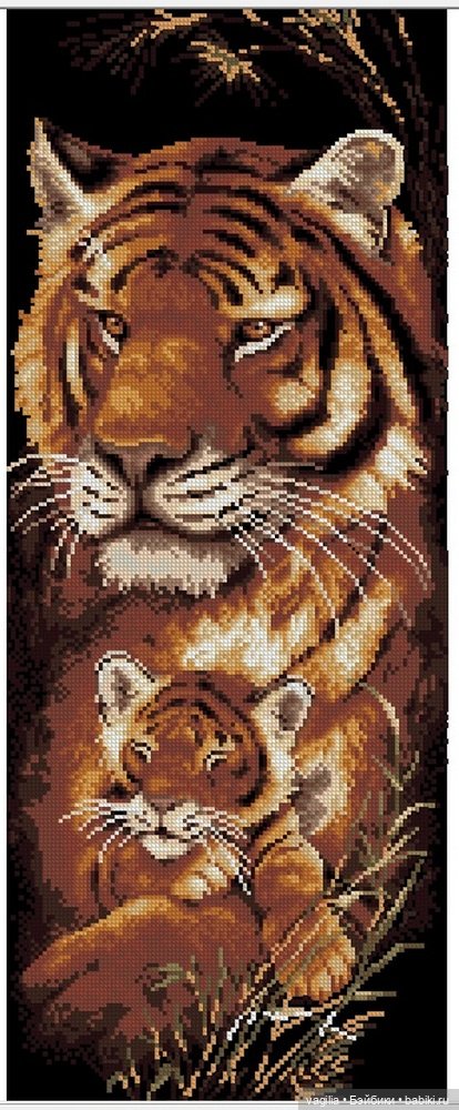 Год тигра подкрадывается на мягких лапах. Вышивка