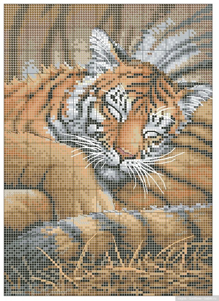 Год тигра подкрадывается на мягких лапах. Вышивка