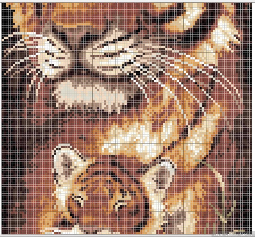 Год тигра подкрадывается на мягких лапах. Вышивка