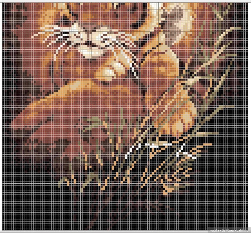 Год тигра подкрадывается на мягких лапах. Вышивка