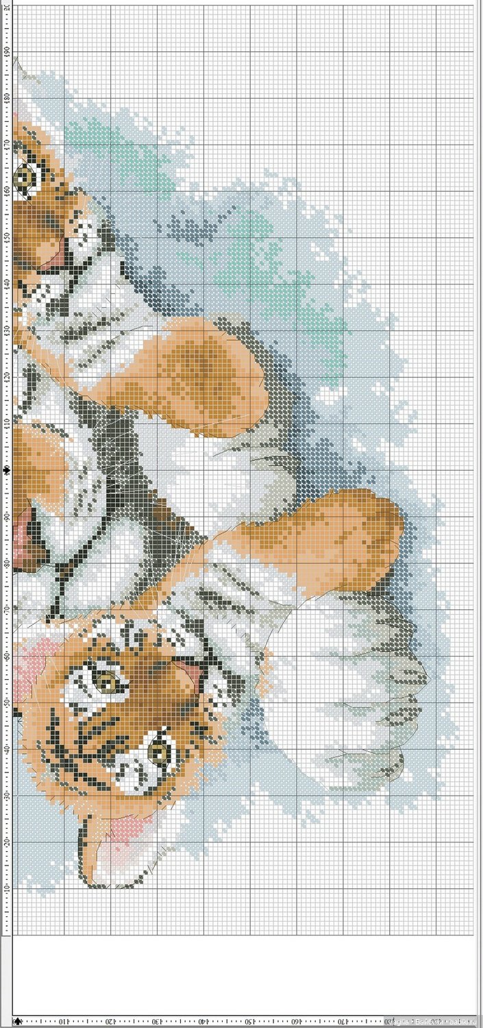 Год тигра подкрадывается на мягких лапах. Вышивка