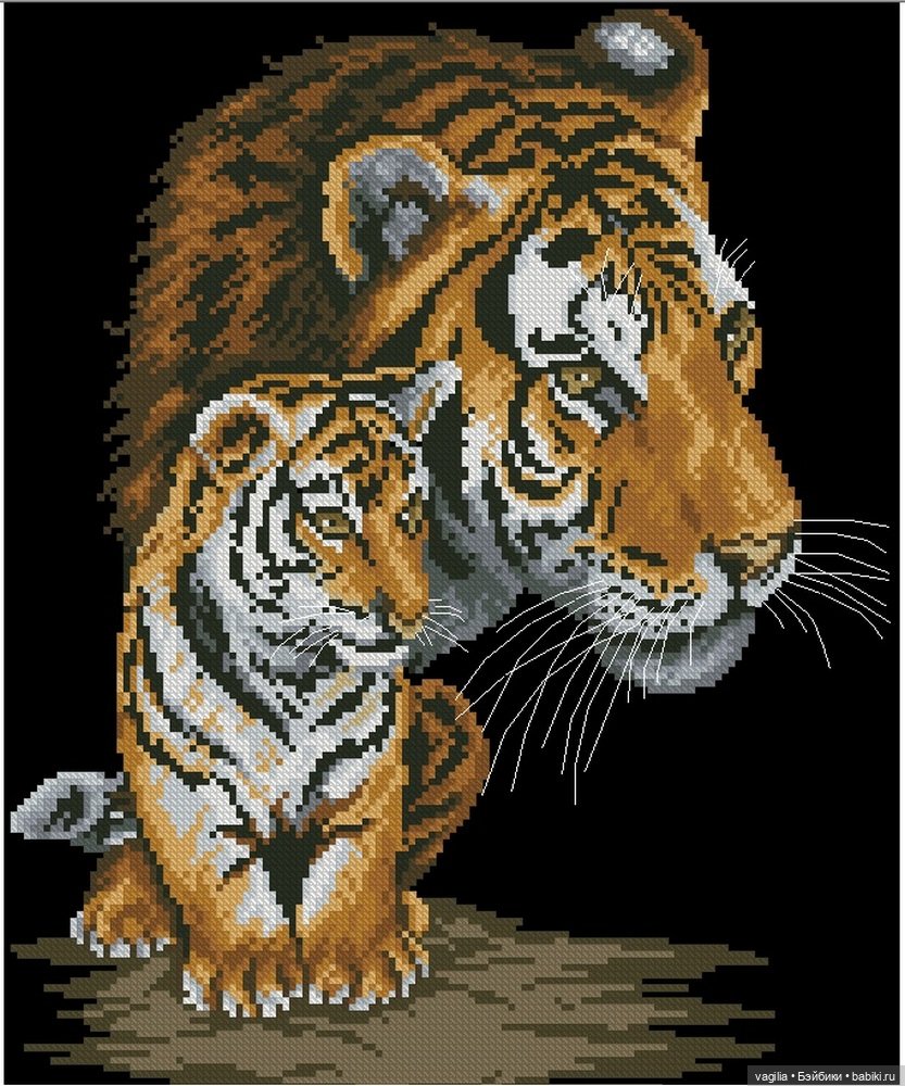 Год тигра подкрадывается на мягких лапах. Вышивка