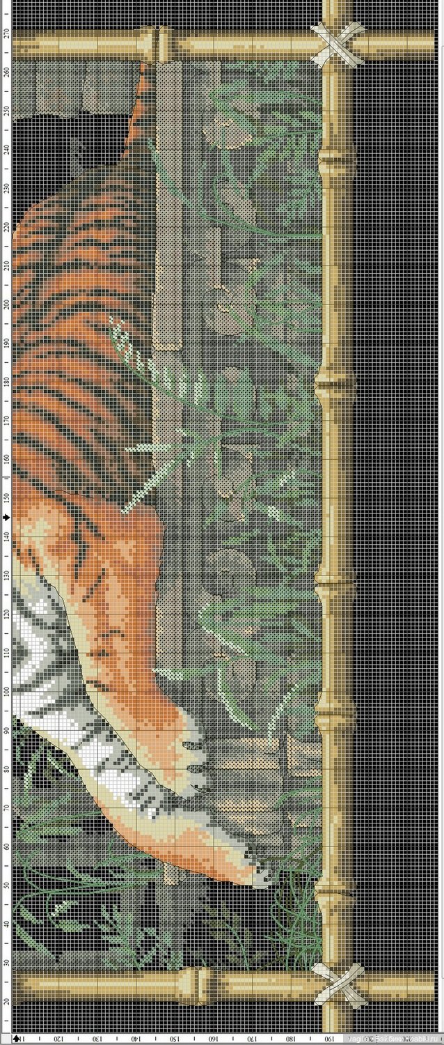 Год тигра подкрадывается на мягких лапах. Вышивка