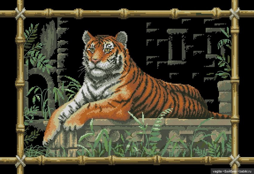 Год тигра подкрадывается на мягких лапах. Вышивка