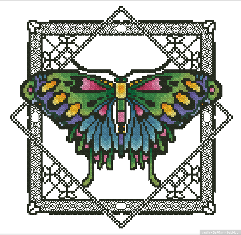 Девушки и бабочки крестиком