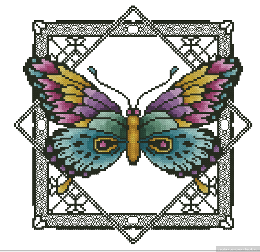 Девушки и бабочки крестиком