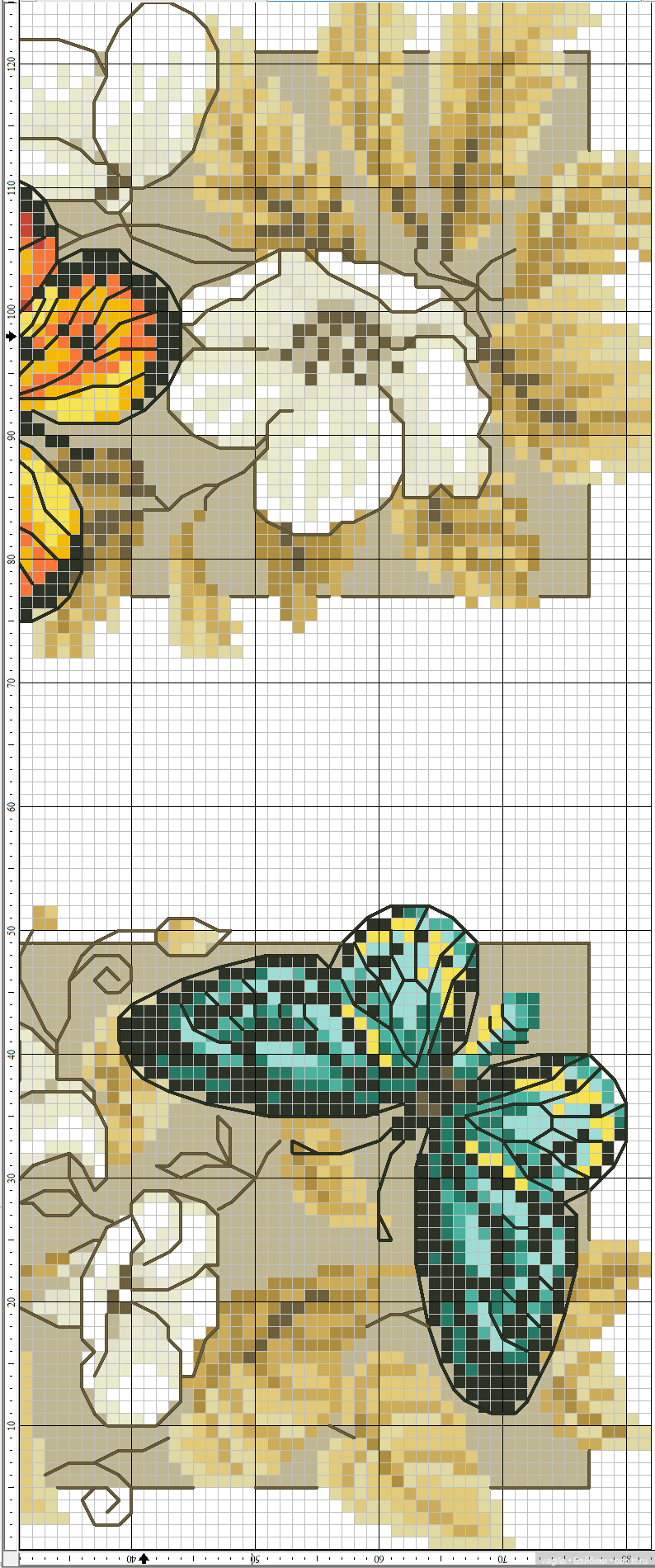 Девушки и бабочки крестиком