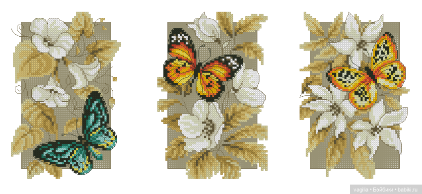 Девушки и бабочки крестиком