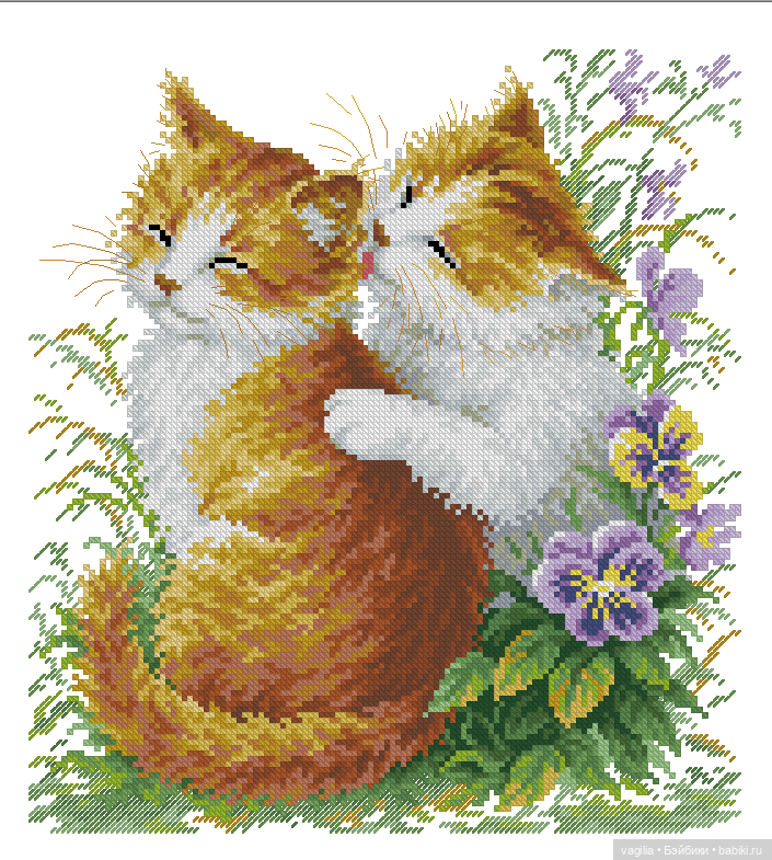 Панно с тигром и котята крестом