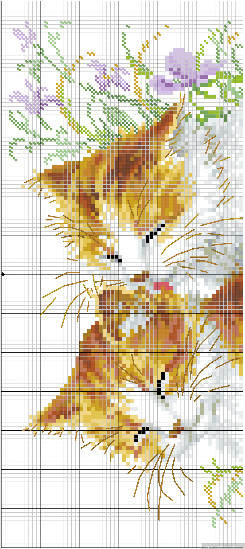 Панно с тигром и котята крестом