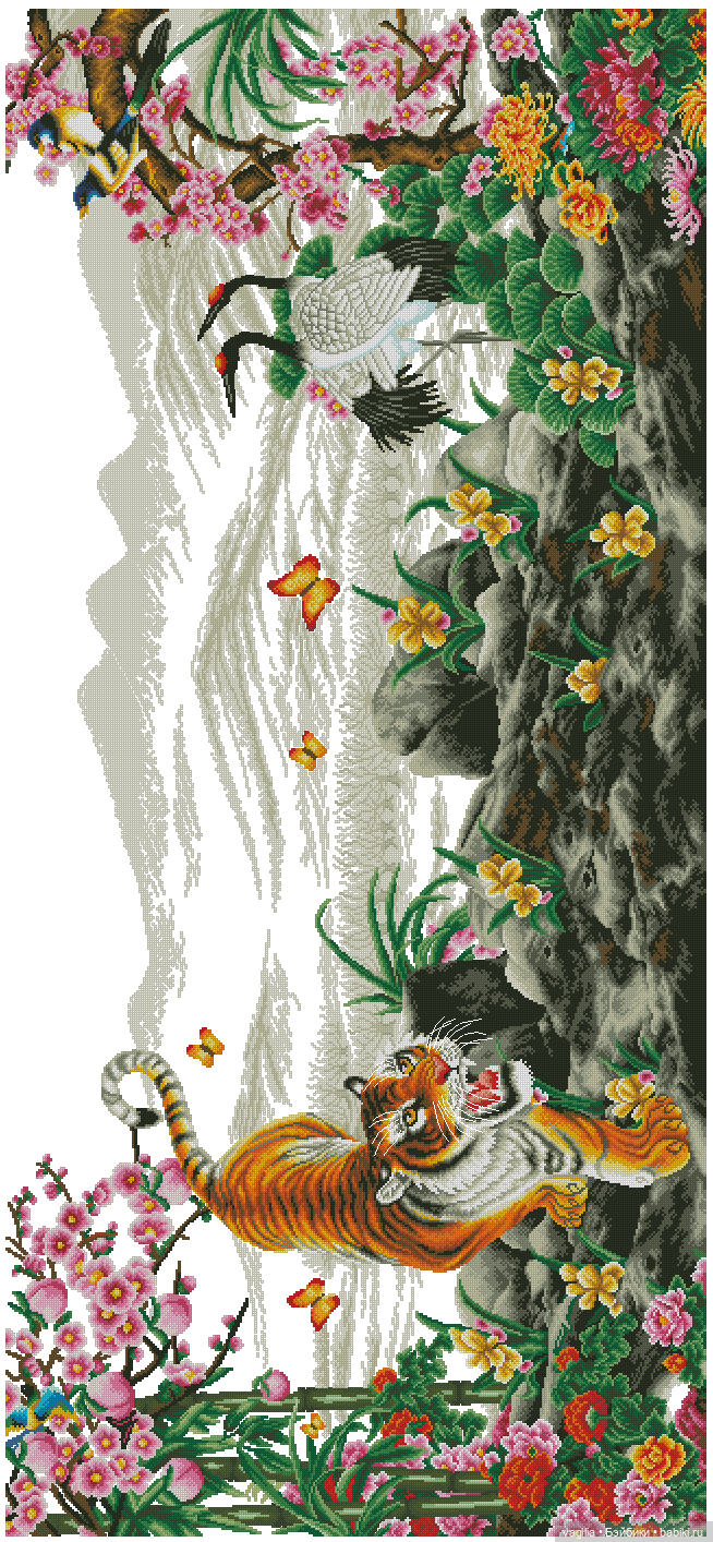 Панно с тигром и котята крестом