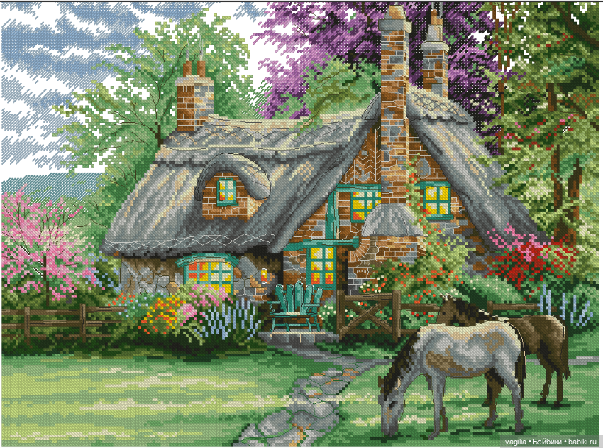 Домики крестом — Схемы вышивки крестом: фото узоров