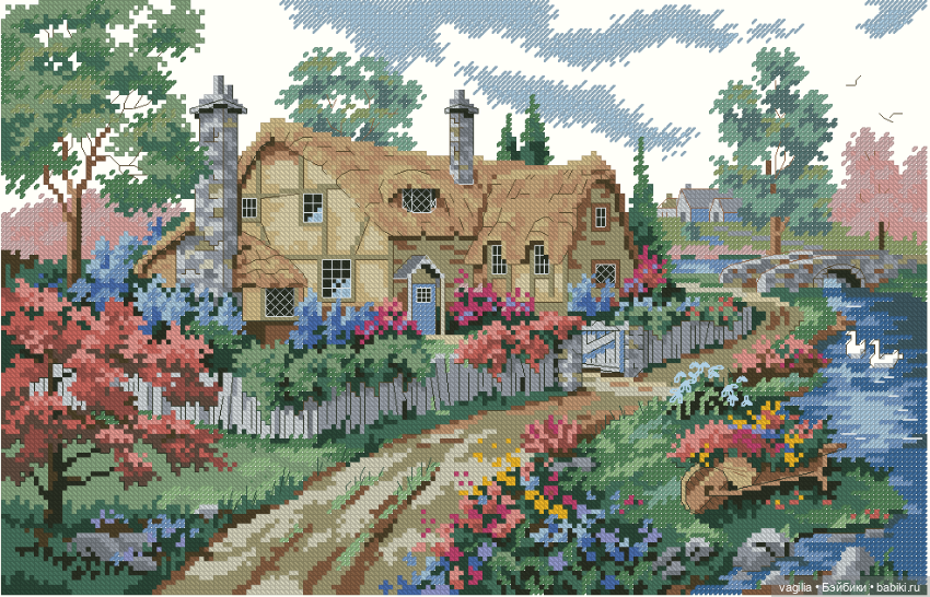 Домики крестом — Схемы вышивки крестом: фото узоров