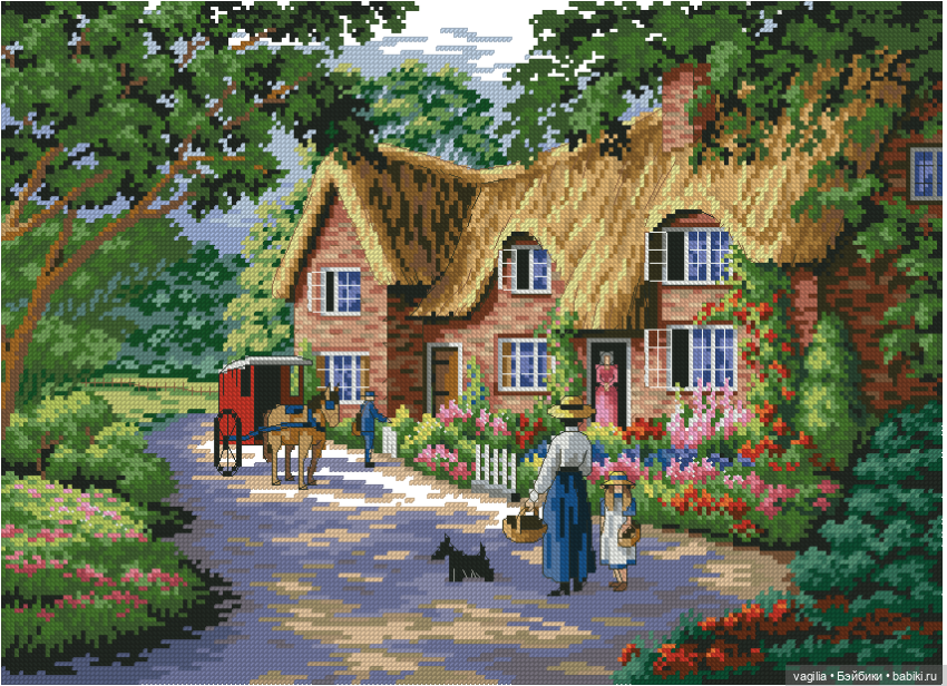 Домики крестом — Схемы вышивки крестом: фото узоров
