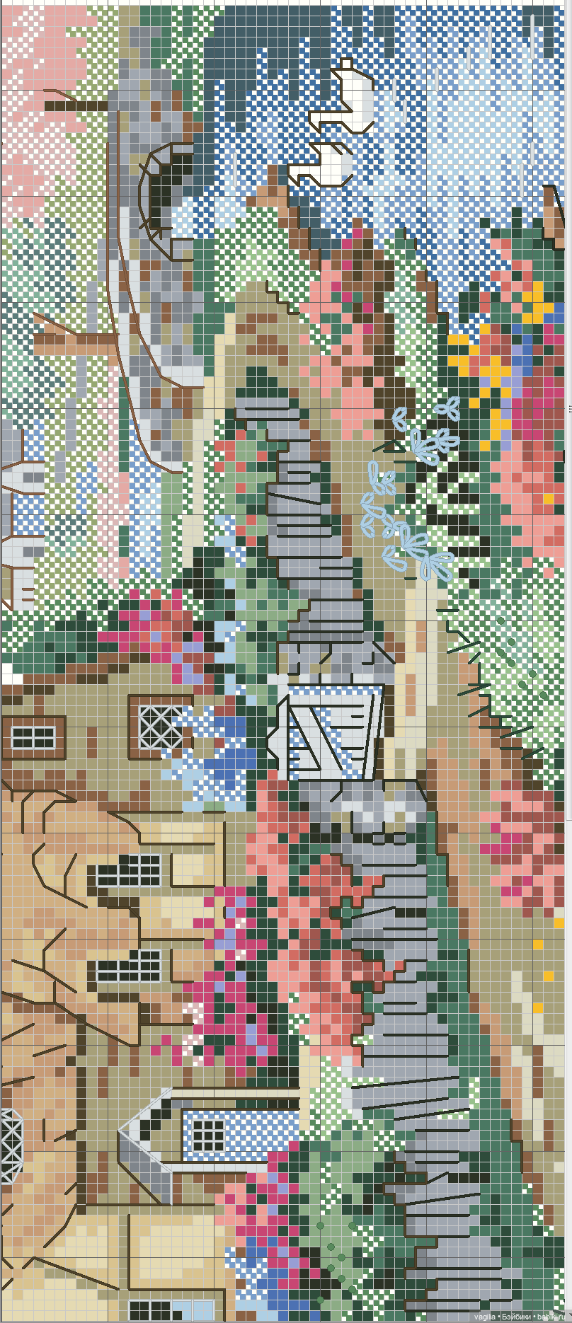 Домики крестом — Схемы вышивки крестом: фото узоров