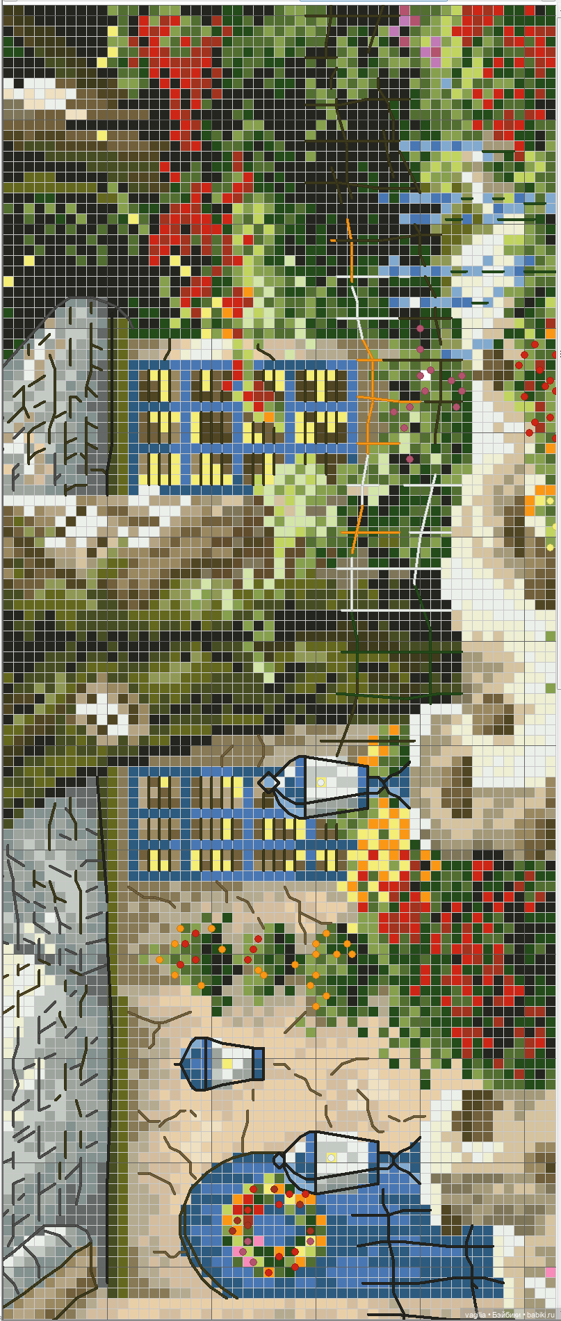 Домики крестом — Схемы вышивки крестом: фото узоров