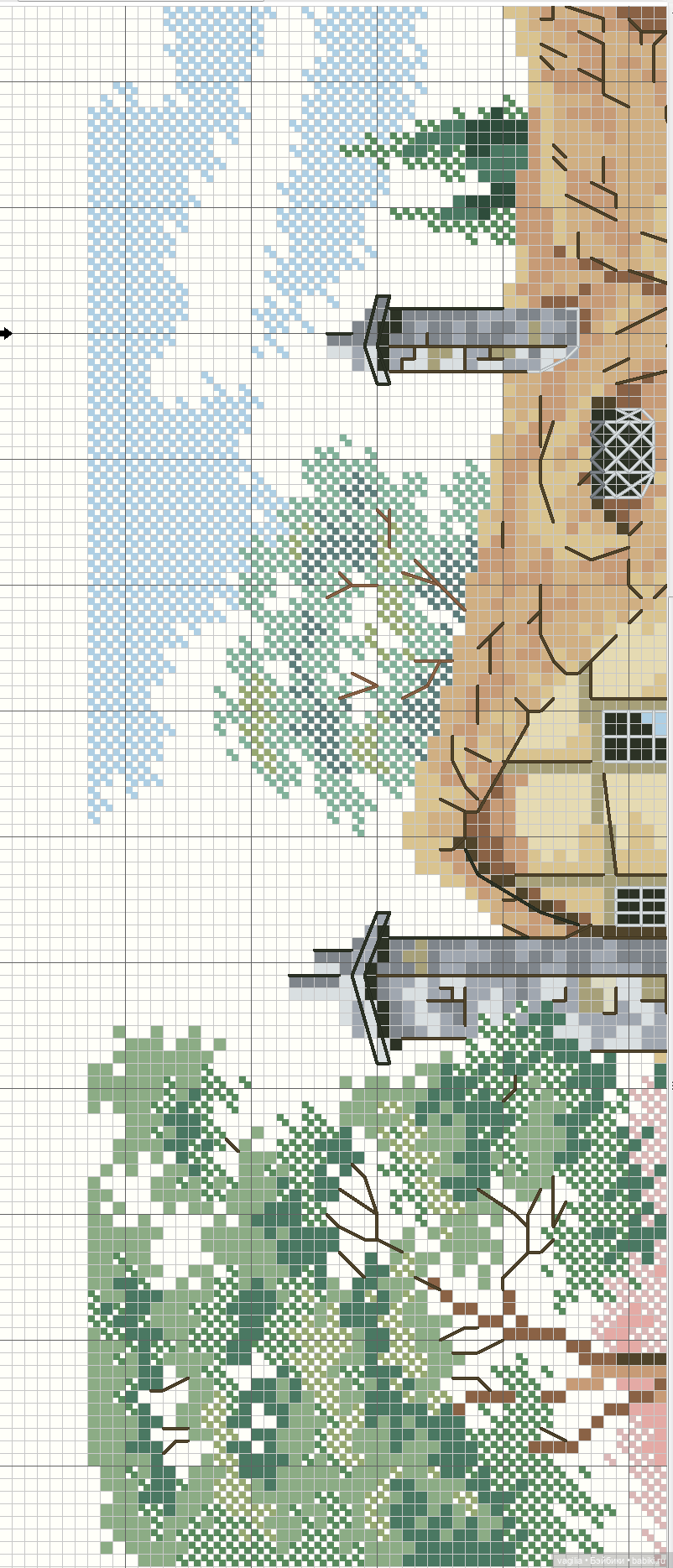 Домики крестом — Схемы вышивки крестом: фото узоров