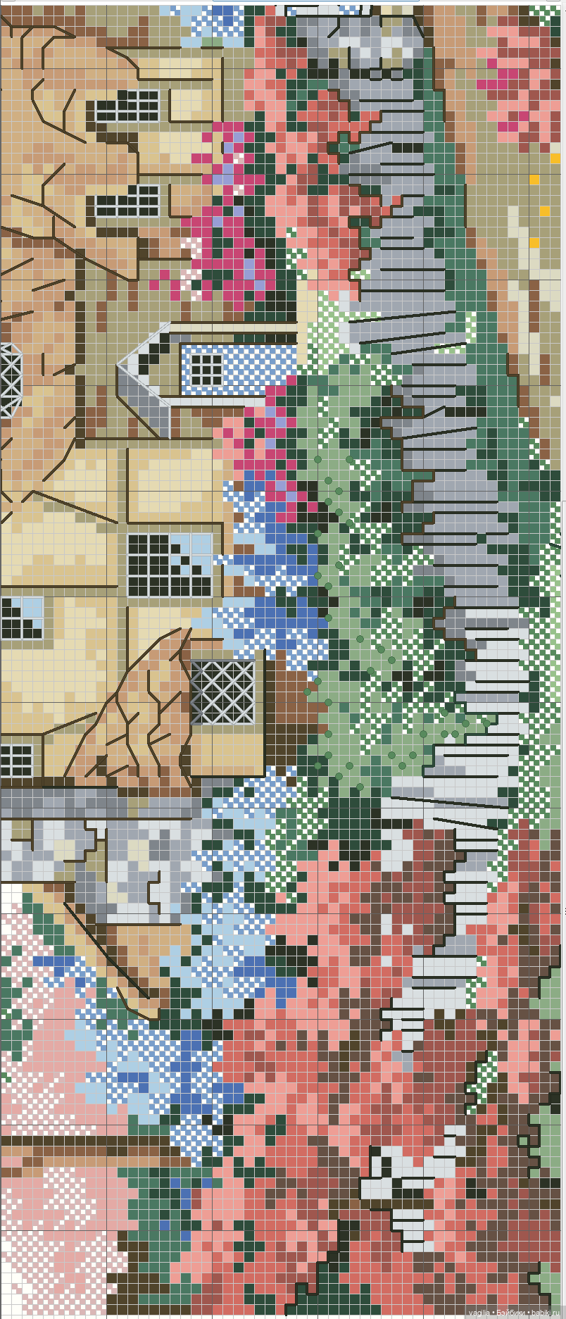 Домики крестом — Схемы вышивки крестом: фото узоров