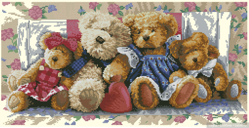 Мишка Тедди крестиком — Схемы вышивки крестом: фото узоров