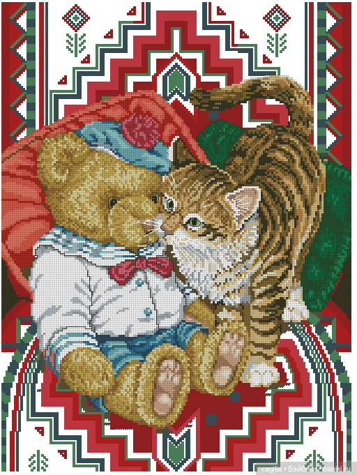 Котики крестиком — Схемы вышивки крестом: фото узоров