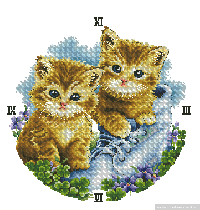 Котики 2 крестиком — Схемы вышивки крестом: фото узоров
