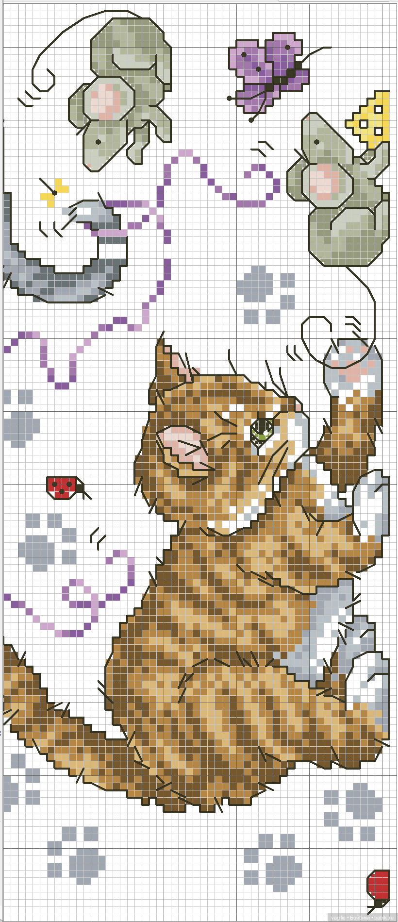 Котики 3 крестиком — Схемы вышивки крестом: фото узоров (фото 5)