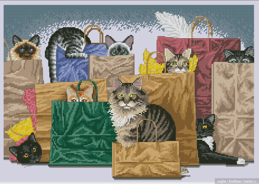 Котики 3 крестиком — Схемы вышивки крестом: фото узоров