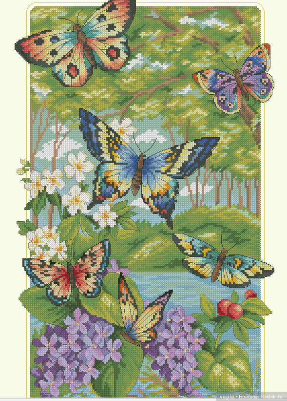 Не много бабочек крестиком