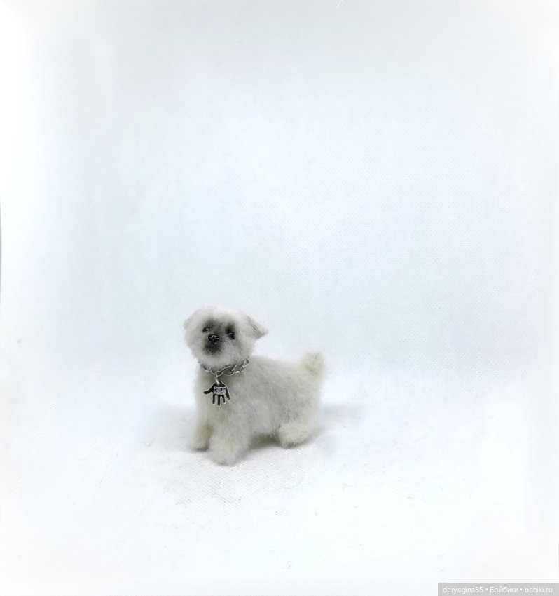 Щенок мальтезе — Валяные игрушки из шерсти: сухое валяние (фото 5)