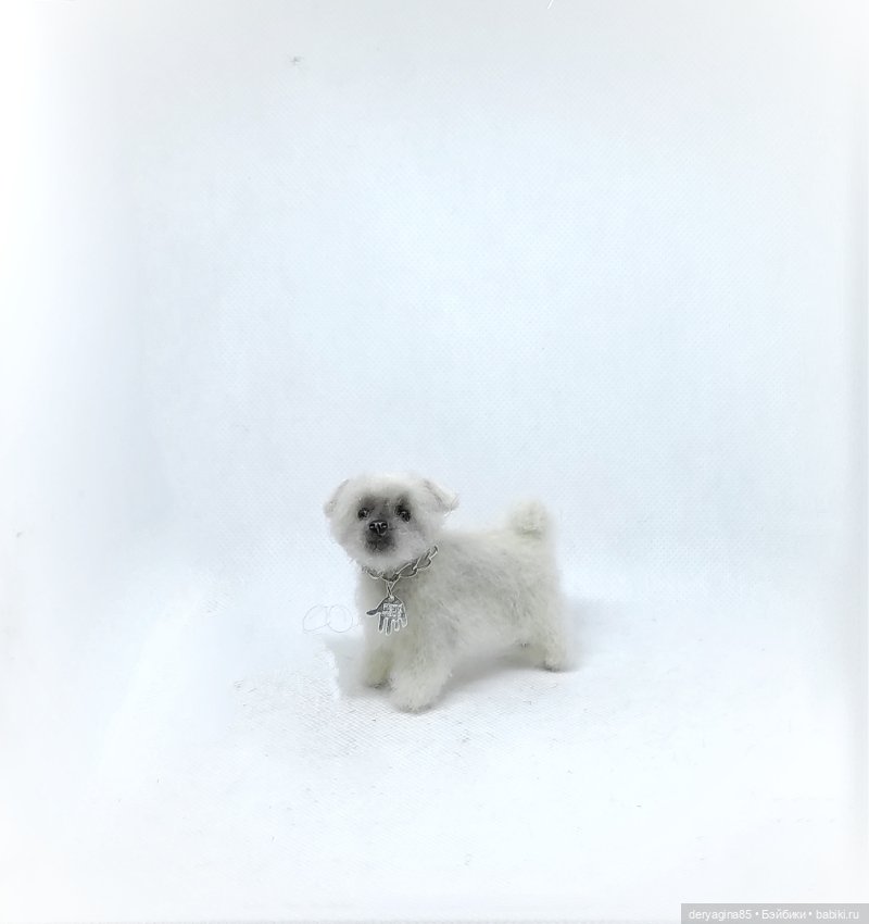 Щенок мальтезе — Валяные игрушки из шерсти: сухое валяние