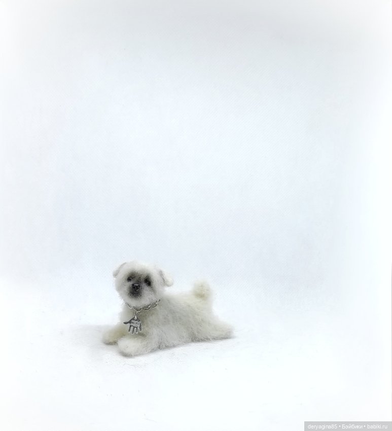 Щенок мальтезе — Валяные игрушки из шерсти: сухое валяние (фото 6)